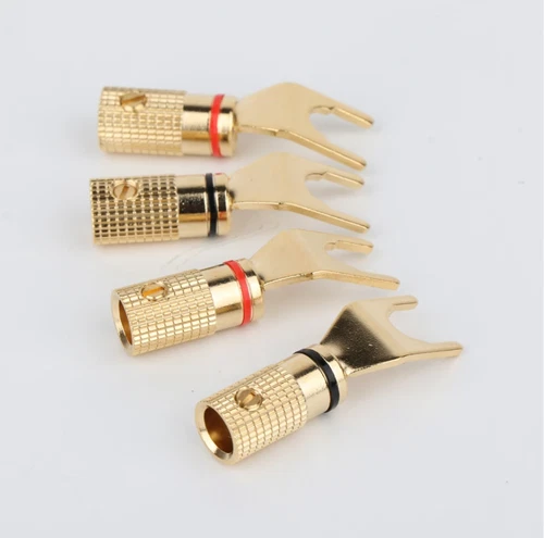 4pz Connettore Altoparlante Terminale Vanga Y Placcato Oro HiFi Audio Y Forcella Spina - Foto 4 di 6