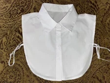 New White Faux False Peter Pan Button Pleated Point Collar School Girl Uniform