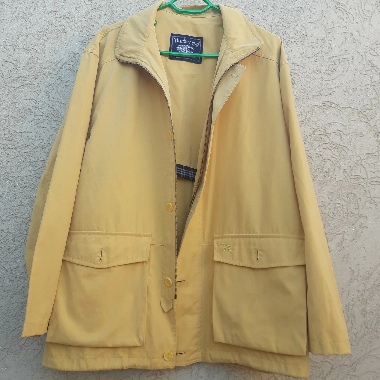 Giacca Burberrys Vintage Frangivento Uomo Limone Retro Uomo Cappotto Giallo Anni 90 Taglia 52