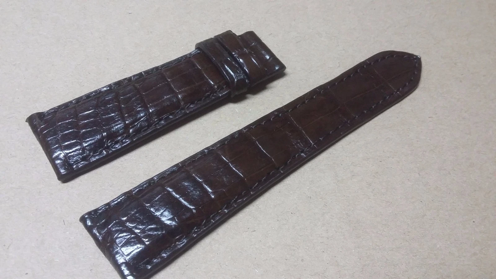 22mm/18mm Brown Alligator Crocodile Embossed Leather Watch Strap Band