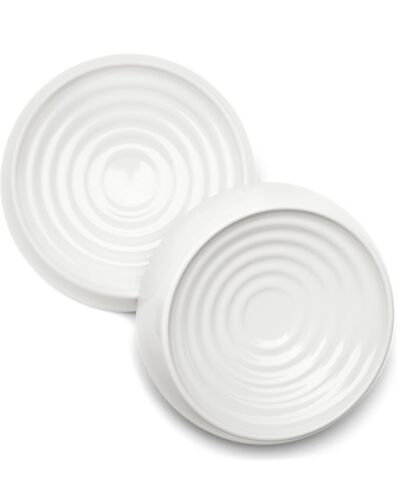 CatGuru Whisker Stress Free Wide Non-Slip Shallow 2 Piece Dish Food Bowls White