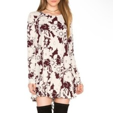 Show Me Your MuMu Tyler Tunic Mini Dress Burgundy Floral Size Large