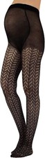 Maternity Pregnancy Pantyhose Knitted Cotton 300 DEN Small Black Patterned  B12R