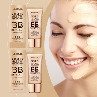Shorter &Benefit-Focused:Snail Mucin BB Cream SPF-Hydrating Concealer,24H Wear