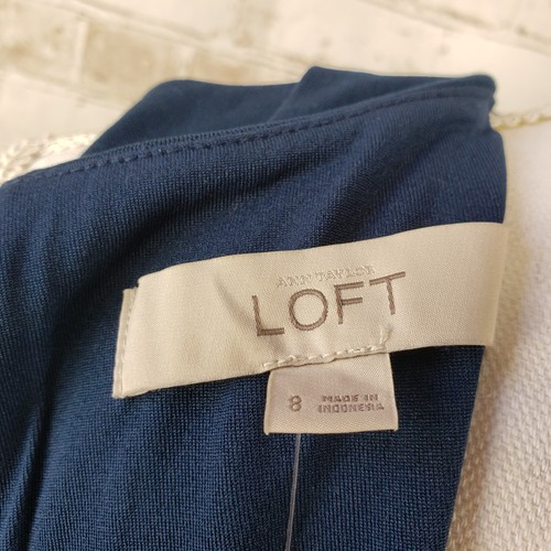 NWT Ann Taylor LOFT Size 8 Navy Blue Draped Back Sleeveless A-Line Dress Lined - Picture 10 of 11