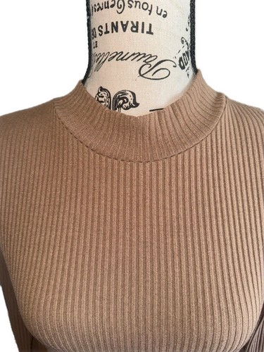 Princess Polly Women’s Ribbed High Neck Long Sleeve Tan Top Size Med (8) - Picture 5 of 7
