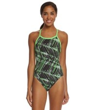 Nike Swim Girls' Shark Lingerie Tank One One Piece Rage Green