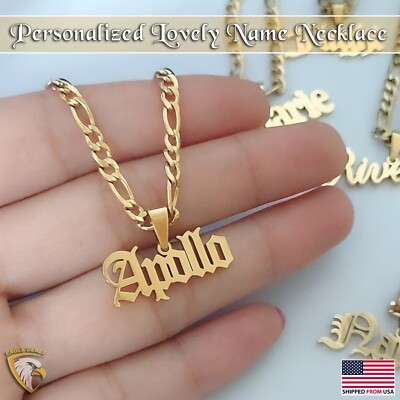Custom Name Necklace Personalized Stainless Steel Letter Pendant Chain  Nameplate