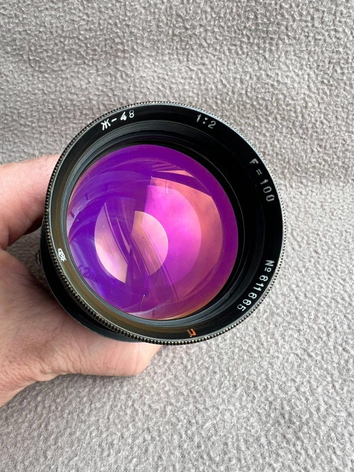 Soviet LOMO (2 / 100) lens OKS 1 - 100 - 1 J - 48 G - 48 Red "P" Mount M42 - Image 2 of 4