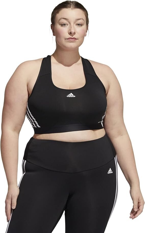adidas Plus Size Sports Bra Power react Training 3-Stripe Medium Support  Size 2X