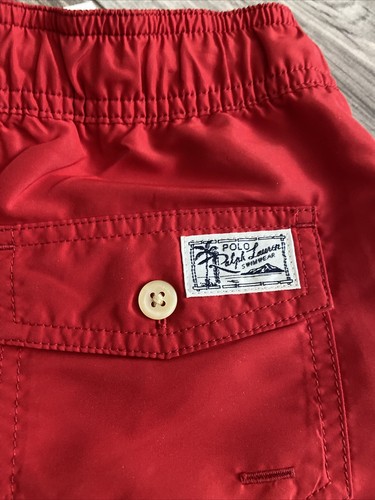 NWT Polo Ralph Lauren swim trunks Youth Sz 10/12 Red stretch waistband - Picture 7 of 7