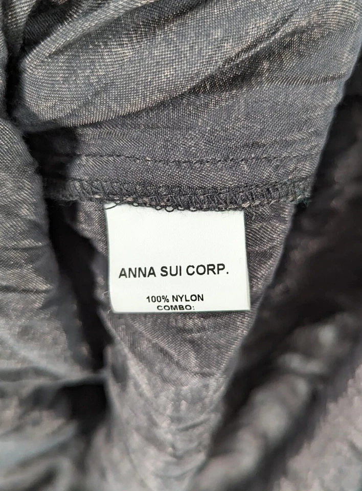 Vestido Anna Sui Malla Metálica Volantes Negro Lunares Talla 6 Hecho en EE. UU. Foto 4 de 4