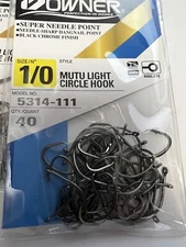 Owner 5314-111 1/0 Mutu Light Circle Hooks 40Ct super needle point black chrome