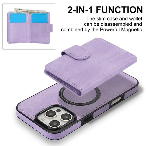 2-in-1 Leather Flip Wallet Magnetic Case Fr iPhone 16 Pro Max/16E/15/14/13/12/11 - Picture 7 of 66