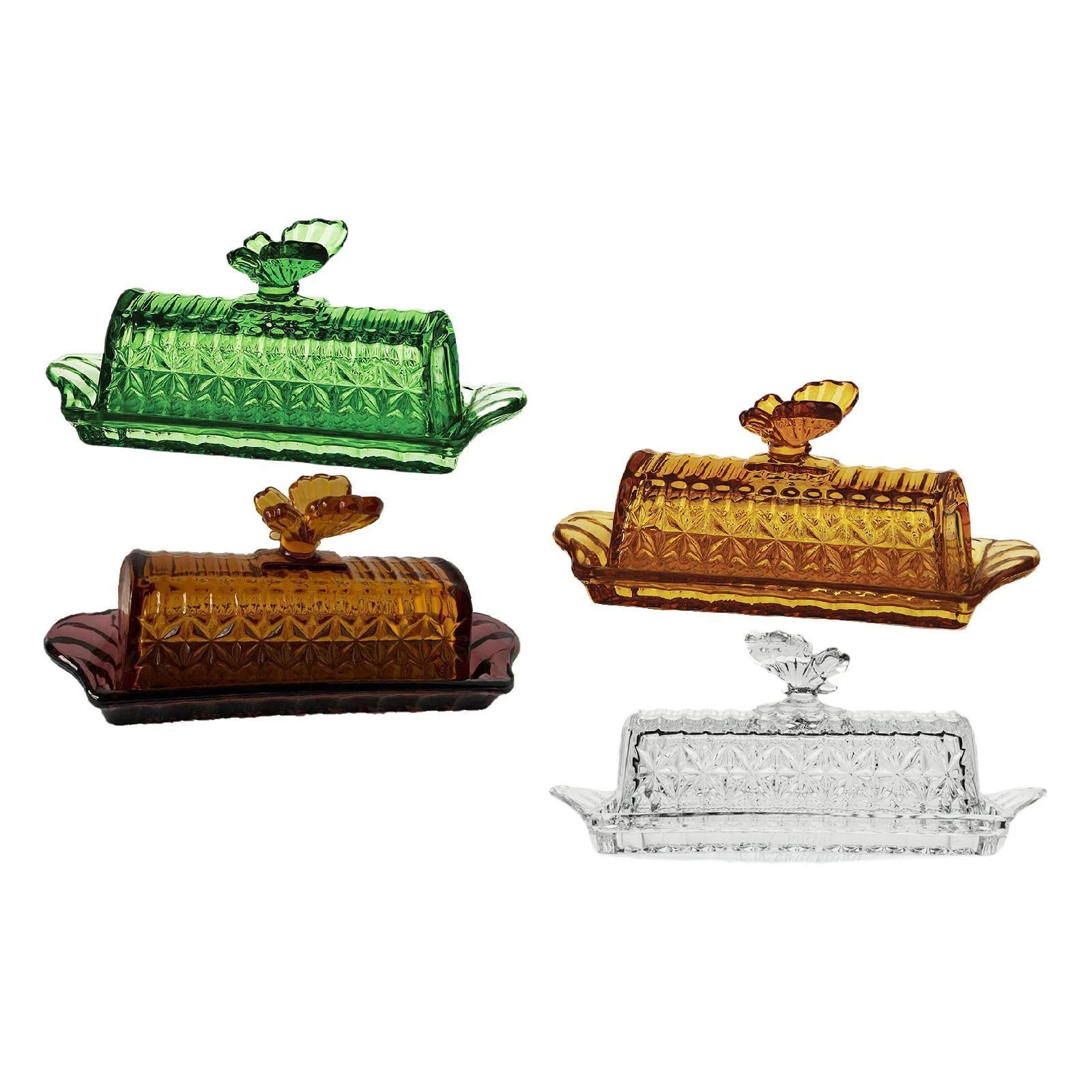 Glass Butter Dish Display Tray Butter Plate for Household Buffet Countertop