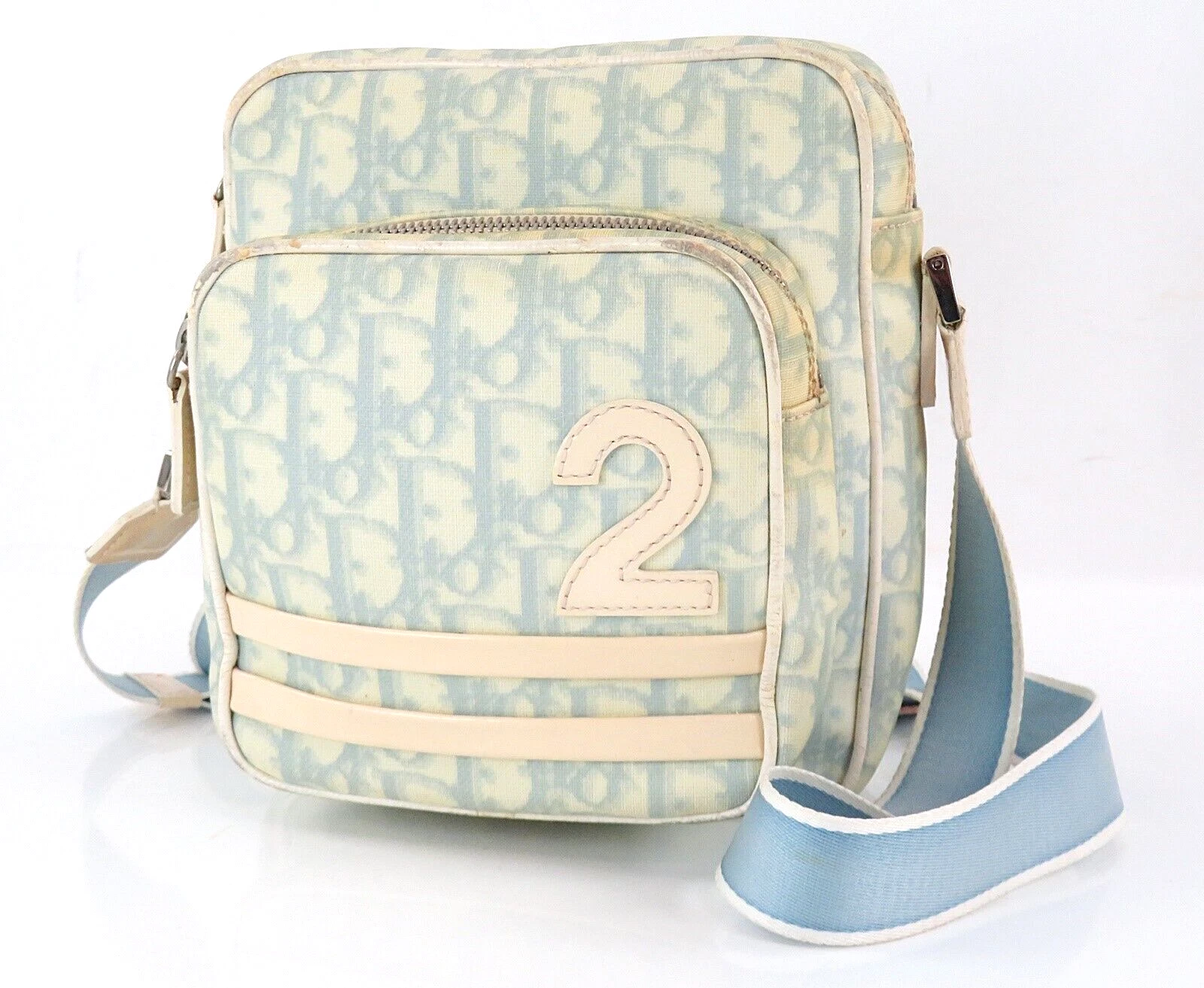 Auth CHRISTIAN DIOR bleu clair trotteur PVC mini sac bandoulière bandoulière #56566