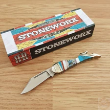 Rough Ryder Stoneworx Lady Leg Folding Knife 2.25" 440B Steel Blade Synthetic