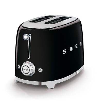 SMEG 50er Retro Stil 2 Scheiben Toaster - Schwarz (TSF01BLUK)