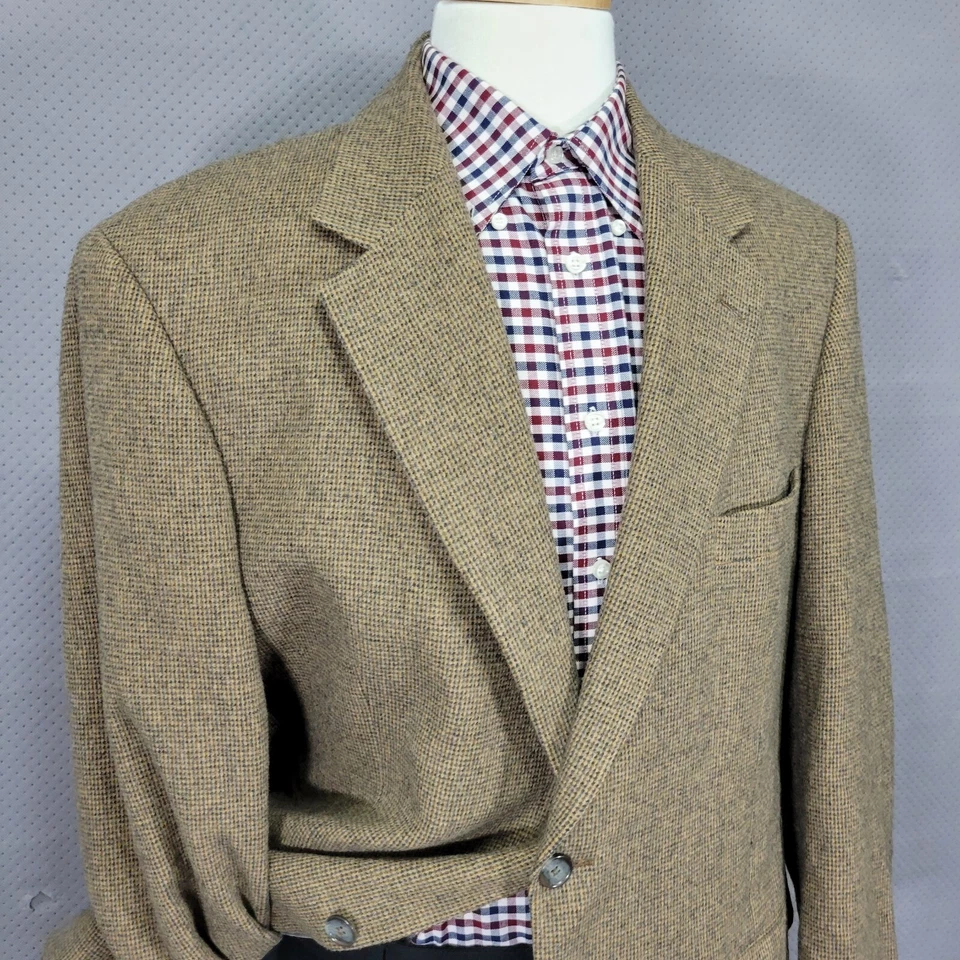 Abrigo Blazer Deportivo Chereskin Para Hombre Dos Botones Marrón Cabello Camel Talla 46R Foto 3 de 4