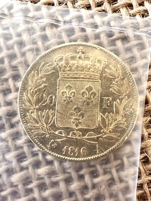 🇫🇷⚜️!!! Rare !!! Pièce Or 20 Francs Louis XVIII 1816A Tête Nue SUP  🇫🇷⚜️ - Photo 1/4