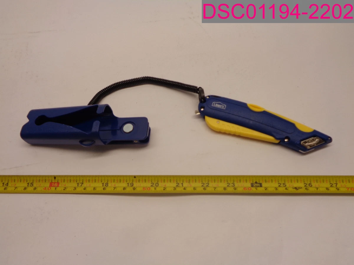 QTY=10; Lowes Custom Safety Box Cutter, Holster & Lanyard. Blue