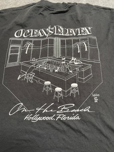 Vintage 1991 Ocean's Eleven On The Beach Hollywood Florida schwarz Grafik-T-Shirt Gr. XL - Bild 8 von 11