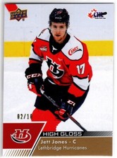 2022-23 Upper Deck CHL #190 JETT JONES High Gloss Parallel #'d 2/10 ~ Hurricanes