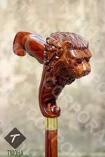 Lion Handle Walking Stick Wooden Hand Carved Walking Cane Lion Xmas Best Gift