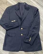 Lauren Ralph Lauren Gold Button Blazer Navy Blue 100 Wool Mens 42R