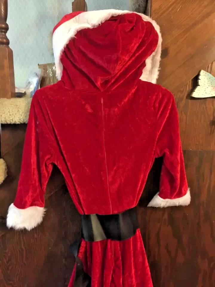 Disfraz de Navidad señora Claus. Vestido con capucha y cinturón. Talla pequeña nueva Foto 3 de 3