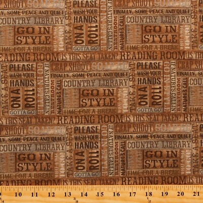 Cotton Bathroom Restroom Words Nature's Calling Fabric Print by the Yard D784.73