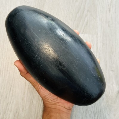 Beautiful Big 9  Black Shiva Lingam stone from Narmada River, India - 1 pc B.9.1
