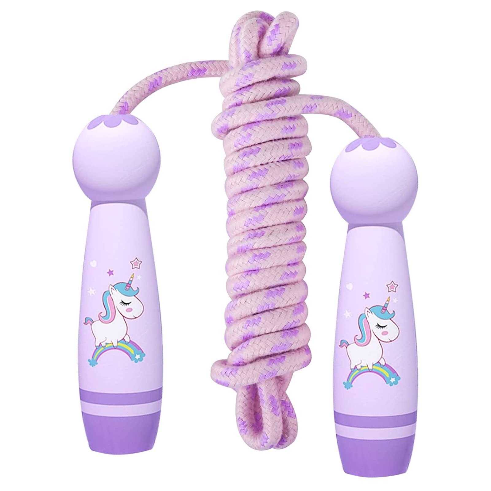 Corde à sauter pour enfant : le cadeau rose idéal pour fille avec poignées en bois