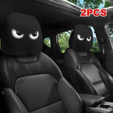 Funny Car Head Rest Cover Set Cartoon Print Auto Seat Decor 2pcs