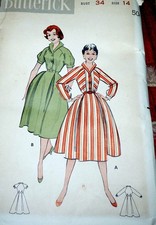 LOVELY VTG 1950s DRESS BUTTERICK Sewing Pattern 14/34