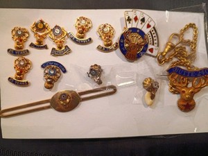 B.P.O.E. Elks Lot Of 10, Tie Bar & butte Fob Chain