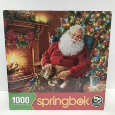 Springbok 1000 Piece Jigsaw Puzzle Santas Cat Nap 24" x 30" New Factory Sealed