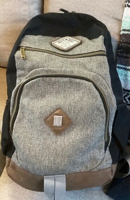 Vintage 1970 s- 1980s Kelty Gray Fabric Book Bag Daypack Faux Leather VGC!