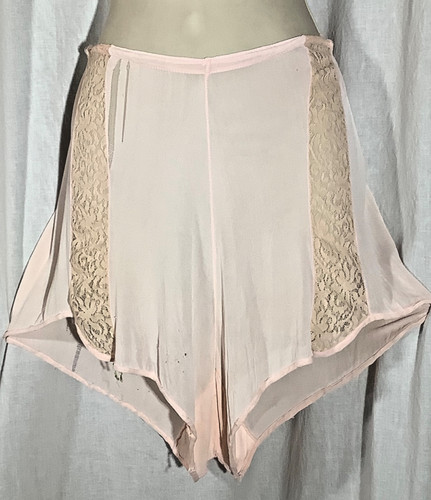 Vintage 1920s flapper Tap Pants lace Briefs bloomers Pink granny Rayon knit L