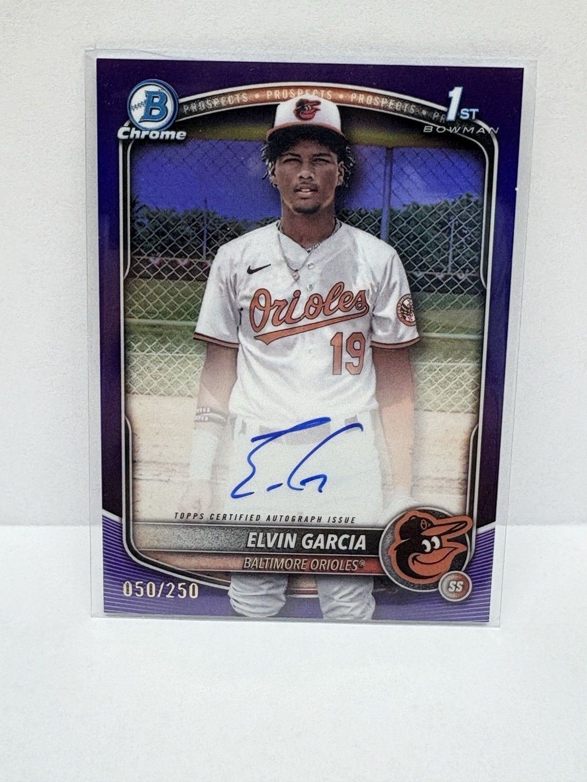 2025 Bowman Chrome 1st Bowman Autographs Elvin Garcia Purple Refractor /250 