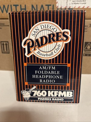 NOS Vintage San Diego Padres AM/FM All Weather Headphone Radio NEW