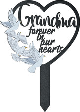 Stake Graves Cemetery Decorations - Grandma Metal Memorial Grave Markers, Grandm