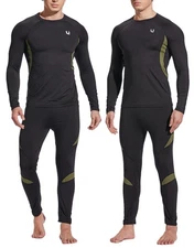 Men's Thermal Underwear Sets Top & Long Johns Fleece Sweat Quick Drying Therm...