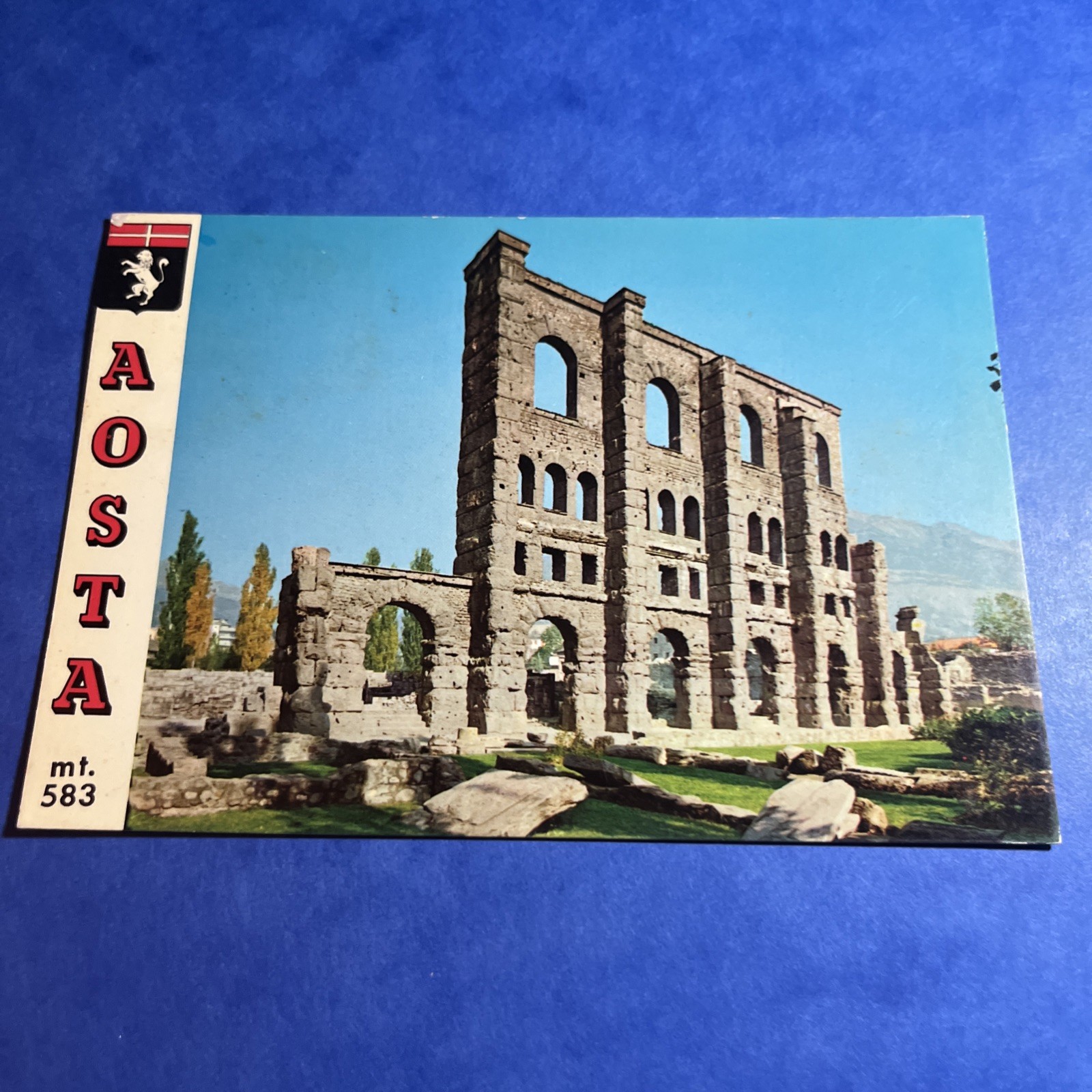 AOSTA MT. 583 - TEATRO ROMANO - RUDERI  CARTOLINA A COLORI VINTAGE COLLEZIONE