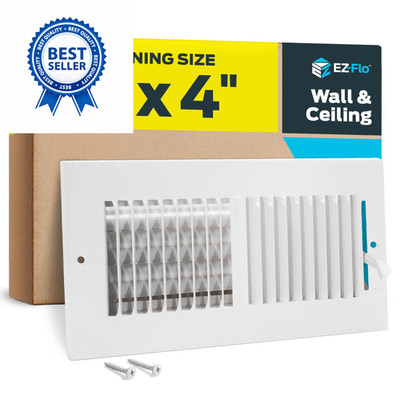EZ-FLO 10 x 4 Inch (Duct Opening) Air Vent Cover for 10 in. x 4 in., White