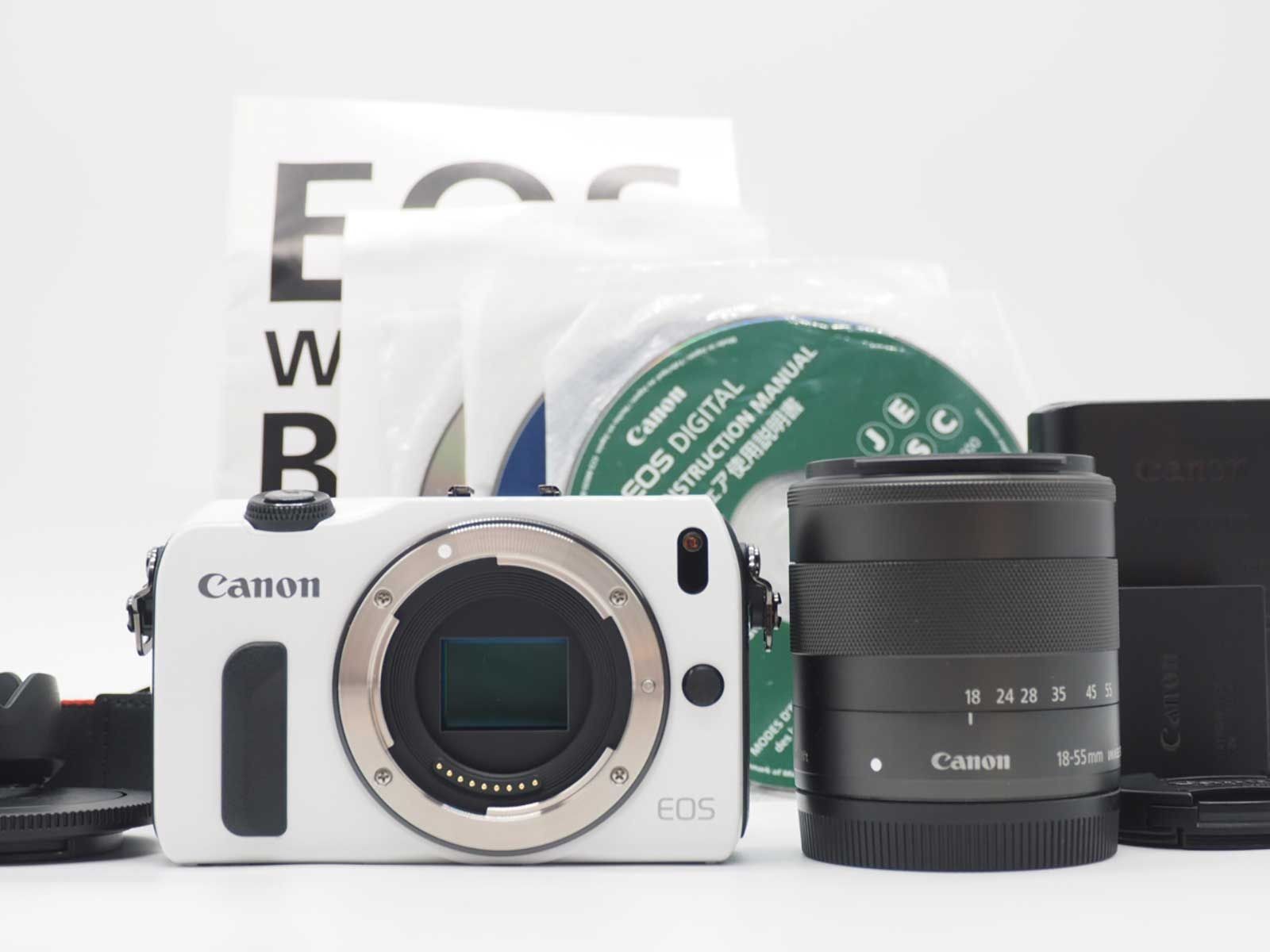 Canon EOS M Mirrorless Digital SLR Camera White 18-55mm Lens Excellent Condition