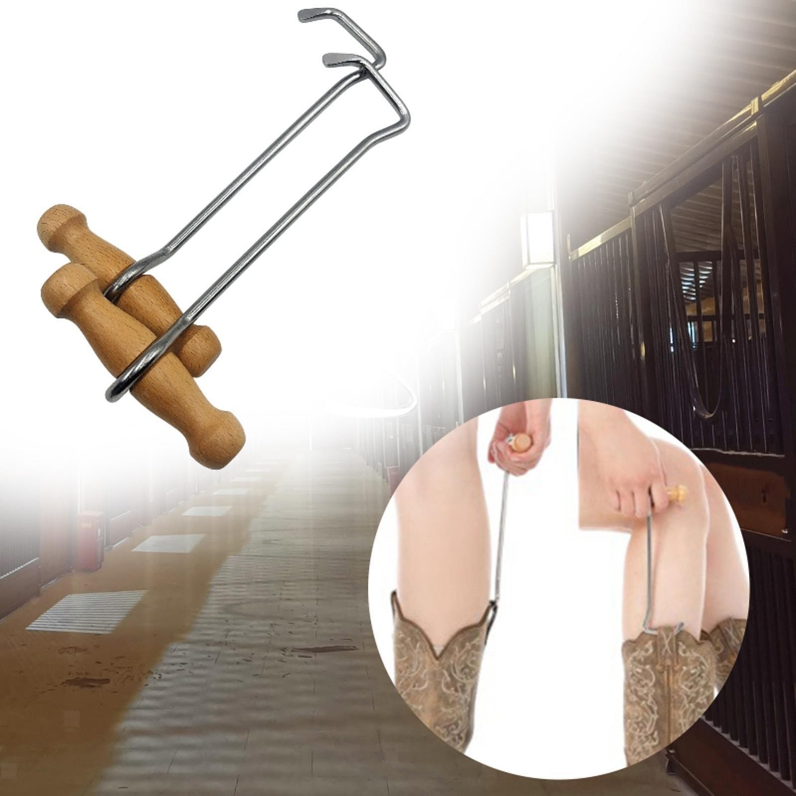 2x Boot Puller Wooden Handle Boot Hooks Portable Equestrian Tools Practical