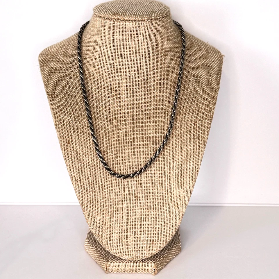 Juego de collar y pendiente cuerda retorcida plata negro tono plata Foto 4 de 4