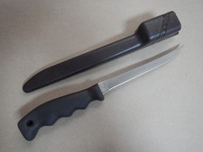 Vintage 1990 Buck 123 Fillet Knife with Rigid Sheath Made in USA Brown