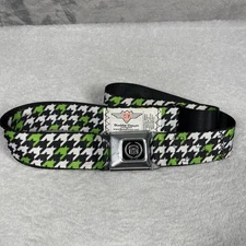 BuckleDown Cadillac Buckle Seatbelt Belt 44" Houndstooth Lime Green Adjustable